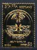 Staffa 1974 Seals of the 13 Original American States #08 (South Carolina)  perf label embossed in 23 carat gold foil (Rosen SF 274 cat 0) unmounted mint, stamps on americana, stamps on seals, stamps on heraldry, stamps on arms, stamps on trees