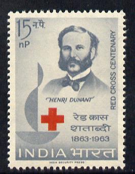 India 1963 Red Cross Centenary unmounted mint SG 467, stamps on medical    red cross