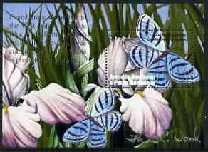 Grenada - Grenadines 2002 Flora & Fauna perf m/sheet (Blue Night Butterfly), signed by Thomas C Wood the designer, unmounted mint, stamps on , stamps on  stamps on butterflies