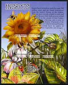 Grenada - Grenadines 2002 Flora & Fauna perf composite sheetlet containing 6 values (Insects), signed by Thomas C Wood the designer, unmounted mint, stamps on insects