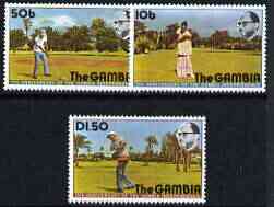 Gambia 1976 11th Anniversary of Independence (Golf) perf set of 3 unmounted mint, SG 346-48*, stamps on sport, stamps on golf