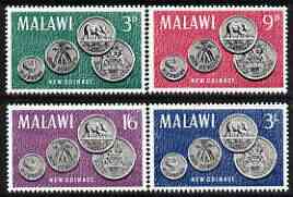 Malawi 1965Malawis First Coinage perf set of 4 unmounted mint, SG 232-35, stamps on coins