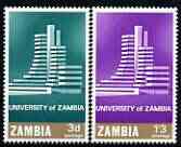 Zambia 1966 Opening of University perf set of 2 unmounted mint, SG 118-19, stamps on universities, stamps on education