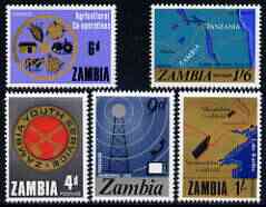 Zambia 1967 National Development perf set of 5 unmounted mint, SG 124-28, stamps on communications, stamps on coal, stamps on roads, stamps on maps, stamps on farming