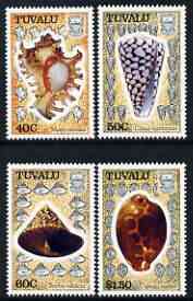 Tuvalu 1991 Sea Shells perf set of 4 unmounted mint, SG 597-600*, stamps on shells, stamps on marine life