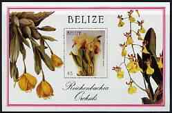 Belize 1987 Christmas Orchids (Sanders' Reichenbachia) $5 perf m/sheet unmounted mint, SG MS 1023b, stamps on , stamps on  stamps on christmas, stamps on  stamps on flowers, stamps on  stamps on orchids