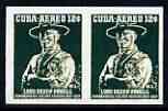 Cuba 1957 Lord Baden Powell 12c imperf horiz pair being a Hialeah forgery on gummed paper (as SG 804), stamps on scouts, stamps on personalities, stamps on forgery, stamps on forgeries