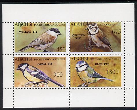 Abkhazia 1995 Birds (Tits) perf set of 4 unmounted mint, stamps on birds    tit