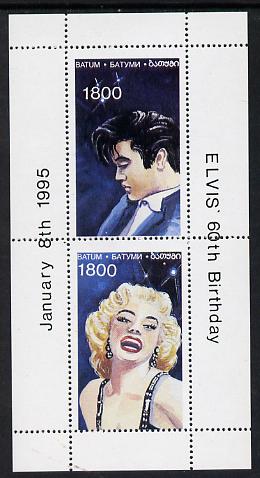 Batum 1995 Film Stars (Elvis & Marilyn Monroe) perf souvenir sheet containing 2 values unmounted mint, stamps on music     personalities        elvis  entertainments     films    cinema, stamps on marilyn monroe