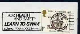 Postmark - Great Britain 1974 cover bearing illustrated slogan cancellation for Learn to Swim (Leicester), stamps on swimming