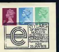 Postmark - Great Britain 1978 cover bearing illustrated cancellation for 21 Years of nuclear Electricity, stamps on , stamps on  stamps on energy, stamps on  stamps on electricity, stamps on  stamps on atomics