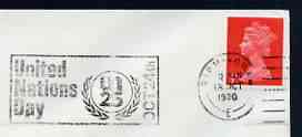 Postmark - Great Britain 1970 cover bearing illustrated slogan cancellation for United Nations Day, stamps on , stamps on  stamps on united nations