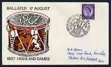 Postmark - Great Britain 1967 cover bearing illustrated cancellation for Ballater Highland Games, stamps on sport