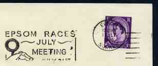 Postmark - Great Britain 1966 cover bearing illustrated slogan cancellation for Epsom Races, stamps on , stamps on  stamps on sport, stamps on  stamps on horses, stamps on  stamps on horse racing