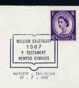 Postmark - Great Britain 1967 cover bearing illustrated slogan cancellation for William Salesbury (Welsh translator), stamps on , stamps on  stamps on literature, stamps on  stamps on books, stamps on  stamps on bibles
