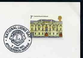 Postmark - Great Britain 1975 card bearing illustrated cancellation for National Lions Day, Attleborough, stamps on lions int