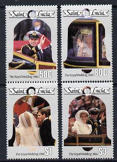St Lucia 1986 Royal Wedding (Andrew & Fergie) (2nd series) set of 4 unmounted mint (SG 897-900), stamps on royalty, stamps on andrew & fergie, stamps on bells