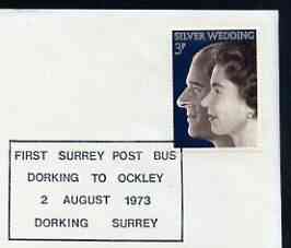 Postmark - Great Britain 1973 cover bearing special cancellation for First Surrey Post Bus , stamps on buses, stamps on postal