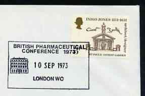 Postmark - Great Britain 1973 cover bearing illustrated cancellation for British Pharmaceutical Conference, stamps on medical, stamps on drugs