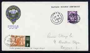Postmark - Great Britain 1965 cover bearing special cancellation for Towyn with Talyllyn Railway 1s letter stamp with official cancel, stamps on railways