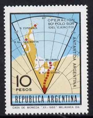 Argentine Republic 1966 South Pole Expedition (map) SG 1188 unmounted mint*, stamps on maps  polar