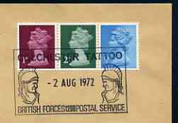Postmark - Great Britain 1972 cover bearing special cancellation for Colchester Tattoo (BFPS) showing 2 Roman soldiers, stamps on militaria, stamps on romans