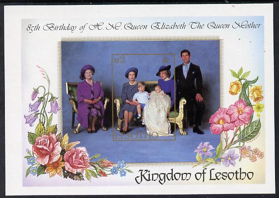 Lesotho 1985 Life & Times of HM Queen Mother 85th Birthday unmounted mint imperf m/sheet (SG MS 639), stamps on royalty, stamps on queen mother