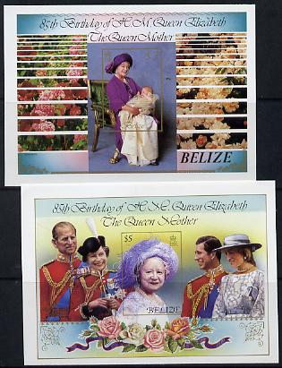 Belize 1985 Life & Times of HM Queen Mother $2 & $5 unmounted mint imperf m/sheets (SG MS 831), stamps on royalty, stamps on queen mother