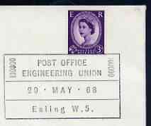 Postmark - Great Britain 1968 cover bearing special cancellation for Post Office Engineering Union, stamps on unions, stamps on postal