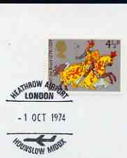 Postmark - Great Britain 1974 cover bearing special cancellation for Heathrow Airport, stamps on airports