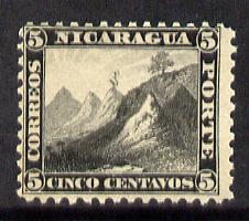 Nicaragua 1869 Volcanoes 5c black P12 unmounted mint SG 10 (see note after SG19), stamps on volcanoes, stamps on 
