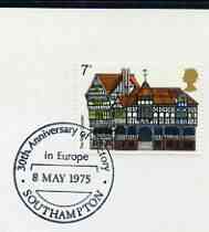 Postmark - Great Britain 1975 card bearing illustrated cancellation for 30th Anniversary of Victory in Europe, stamps on militaria, stamps on  ww2 , stamps on 