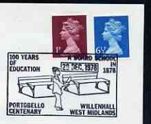 Postmark - Great Britain 1978 cover bearing illustrated cancellation for 100 Years of Education, Willenhall, stamps on education