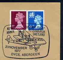 Postmark - Great Britain 1977 cover bearing illustrated cancellation for 40th Anniversary of First Mail Flight to Sumburgh, Shetland, stamps on aviation, stamps on mail