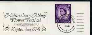 Postmark - Great Britain 1968 cover bearing illustrated slogan cancellation for Malmesbury Abbey Flower Festival, stamps on flowers, stamps on abbeys