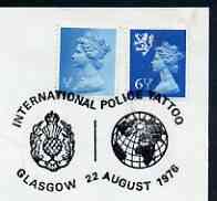Postmark - Great Britain 1976 cover bearing illustrated cancellation for International Police Tattoo, Glasgow, stamps on police, stamps on scots, stamps on scotland