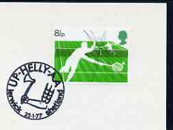 Postmark - Great Britain 1977 card bearing illustrated cancellation for Up-Helly-AA, stamps on vikings, stamps on folklore