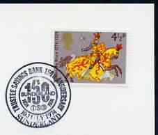 Postmark - Great Britain 1974 card bearing special cancellation for Trustee Savings Bank 150th Anniversary, stamps on banking