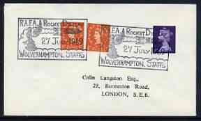 Postmark - Great Britain 1969 cover bearing illustrated cancellation for RAFA Rocket Display, Wolverhampton, stamps on , stamps on  raf , stamps on rockets, stamps on space
