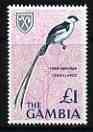 Gambia 1966 Pin-Tailed Whydah £1 (from birds def set) unmounted mint SG 245*, stamps on birds, stamps on whydah