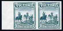 Victoria 1900 Patriotic Fund 2d (Australian Troops in S Africa) imperf pair being a 'Hialeah' forgery on gummed paper (as SG 375), stamps on militaria, stamps on horses, stamps on forgery, stamps on forgeries, stamps on qv, stamps on  qv , stamps on 
