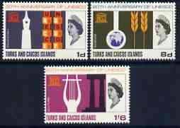 Turks & Caicos Islands 1966 UNESCO set of 3 unmounted mint, SG 271-73, stamps on unesco