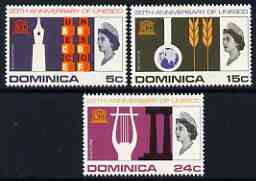 Dominica 1966 UNESCO set of 3 unmounted mint, SG 197-99, stamps on unesco