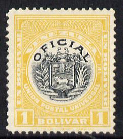 Venezuela 1912 Official 1b (without Stars) virtually unmounted mint SG O358, stamps on arms, stamps on heraldry