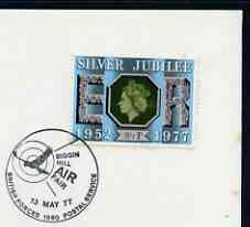 Postmark - Great Britain 1977 card bearing illustrated cancellation for Biggin Hill Air Fair, (BFPS), stamps on aviation