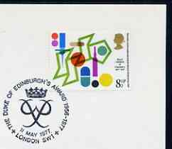 Postmark - Great Britain 1977 card bearing illustrated cancellation for Duke of Edinburghs Award, stamps on youth, stamps on royalty