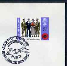 Postmark - Great Britain 1972 cover bearing special cancellation for Air Support Command, Last Global Flight (BFPS), stamps on militaria, stamps on  raf , stamps on 