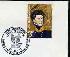 Postmark - Great Britain 1972 cover bearing illustrated cancellation for 32nd Anniversary of Battle of Britain (BFPS) showing a Bird, stamps on militaria, stamps on battles, stamps on , stamps on  ww2 , stamps on , stamps on birds