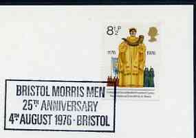 Postmark - Great Britain 1976 card bearing special cancellation for Bristol Morris Men 25th Anniversary, stamps on , stamps on  stamps on dancing, stamps on  stamps on folklore