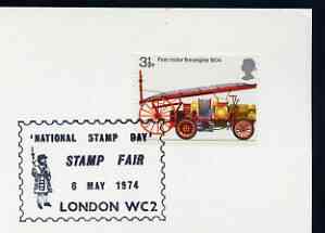Postmark - Great Britain 1974 card bearing illustrated cancellation for National Stamp Day, London WC (showing a Beefeater), stamps on stamps, stamps on stamp exhibitions, stamps on london, stamps on police
